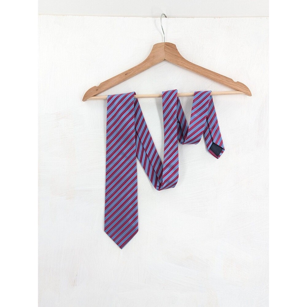 Charvet Place Vendome Blue  Red Stripes Silk Necktie Tie FRANCE 58.25" Paris